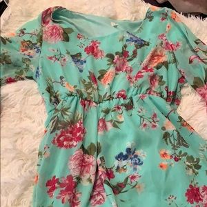 Mint Floral Chiffon Maternity Dress